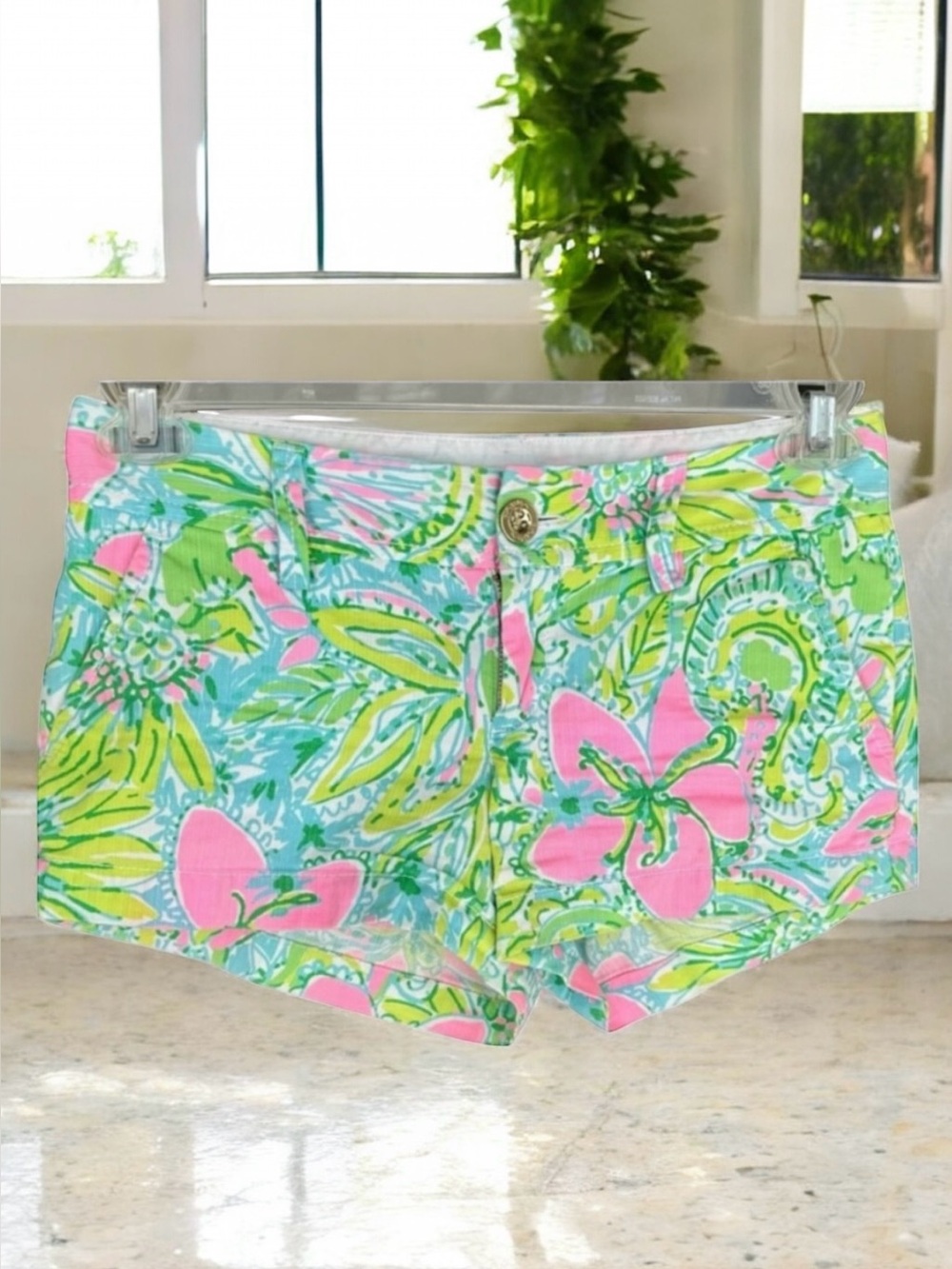 Lilly Pulitzer The Walsh Short Floral Green Pink Cotton